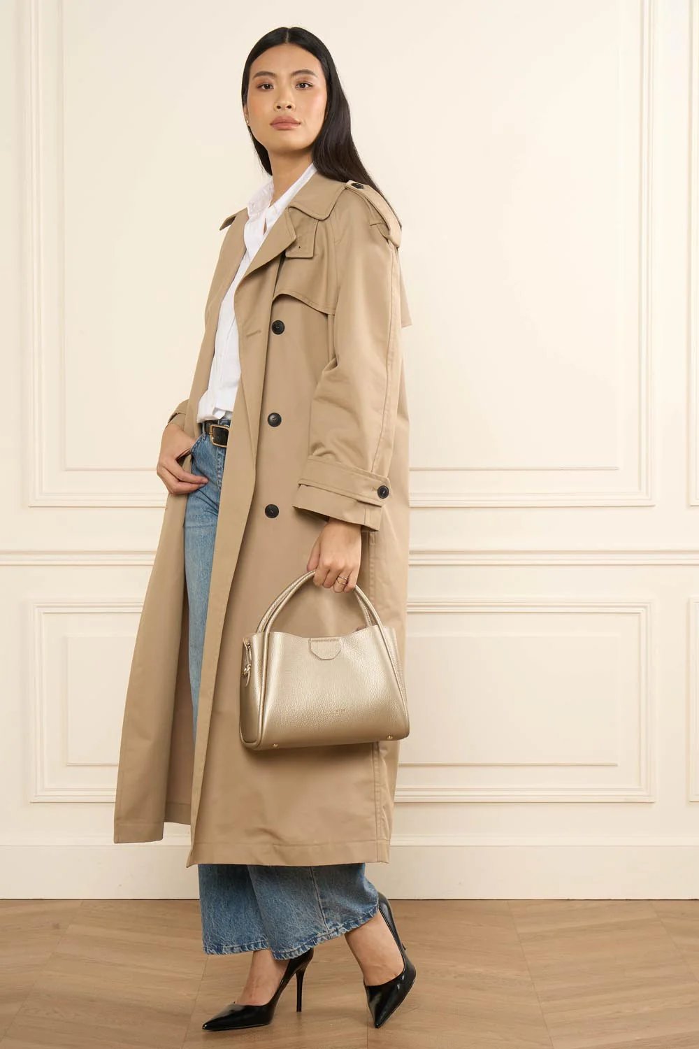 Lancaster Sac à main Aimantée M Ida Double Or pâle - In - Nude