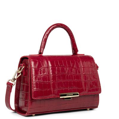 Sac à main A rabat avec fermoir Exotic Trinity Lancaster 480-033 Carmin croco