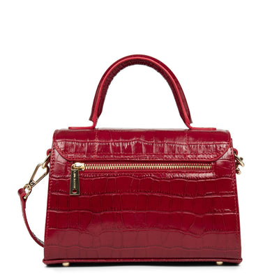 Sac à main A rabat avec fermoir Exotic Trinity Lancaster 480-033 Carmin croco
