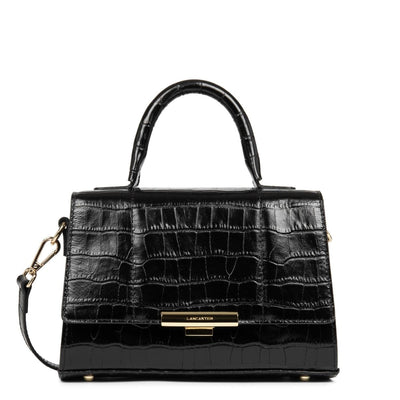 Sac à main A rabat avec fermoir S Exotic Trinity Lancaster 480-033 Noir croco