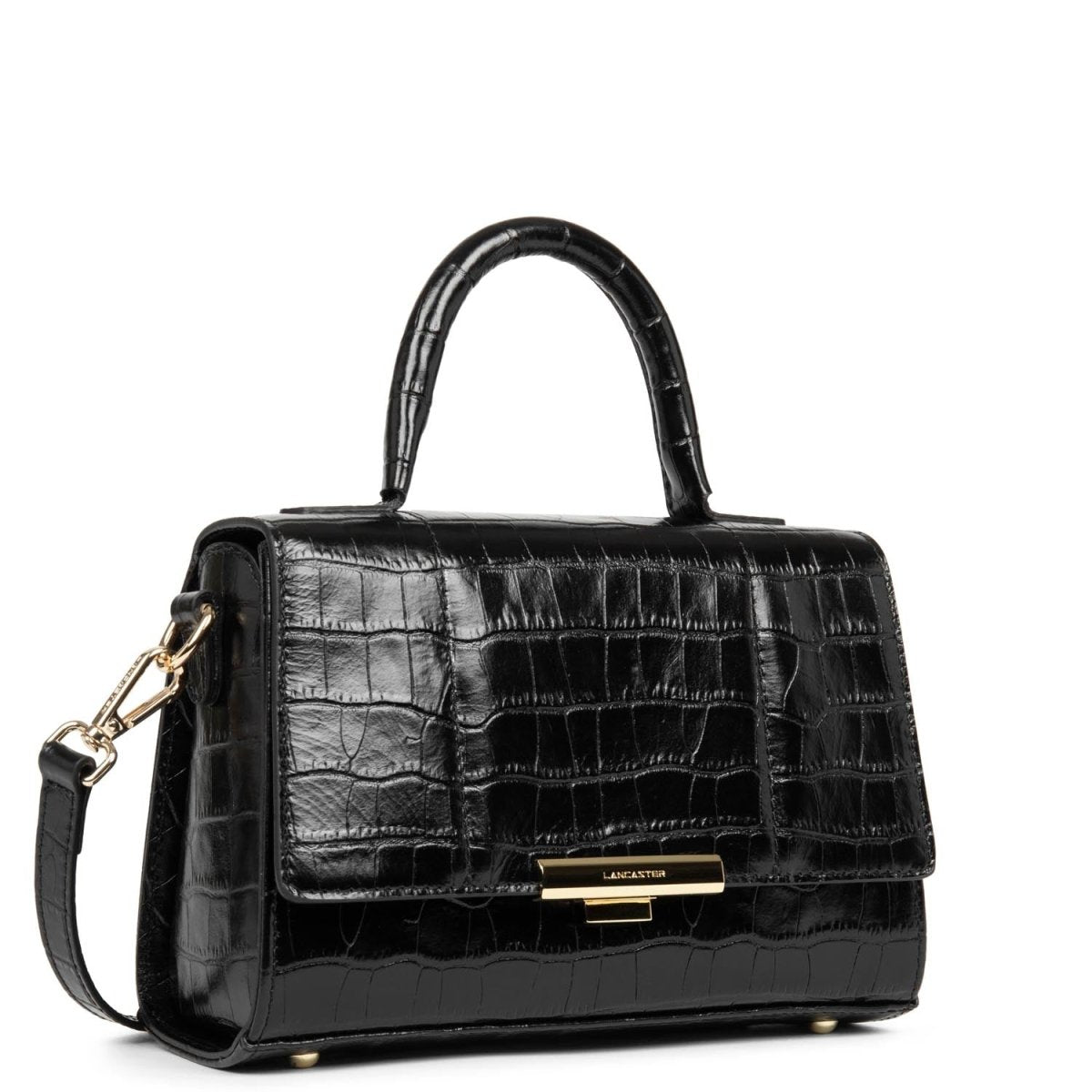 Sac à main A rabat avec fermoir S Exotic Trinity Lancaster 480-033 Noir croco