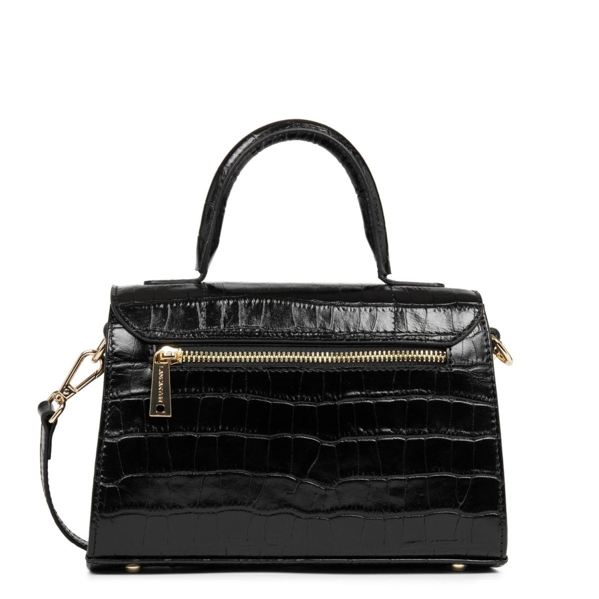 Sac à main A rabat avec fermoir S Exotic Trinity Lancaster 480-033 Noir croco