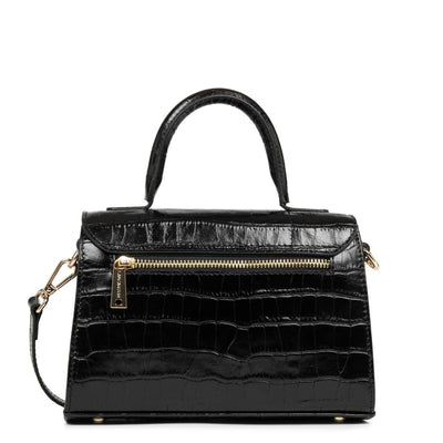 Sac à main A rabat avec fermoir S Exotic Trinity Lancaster 480-033 Noir croco