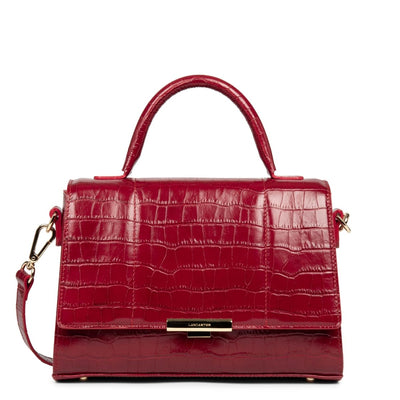 Sac à main A rabat avec fermoir Exotic Trinity Lancaster 480-034 Carmin croco