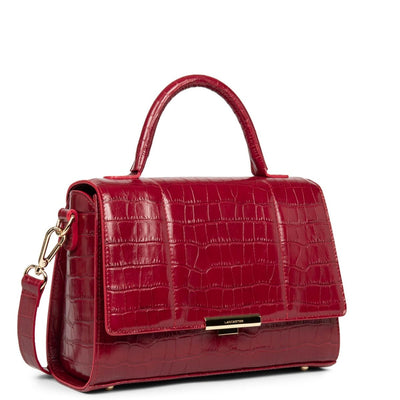Sac à main A rabat avec fermoir Exotic Trinity Lancaster 480-034 Carmin croco