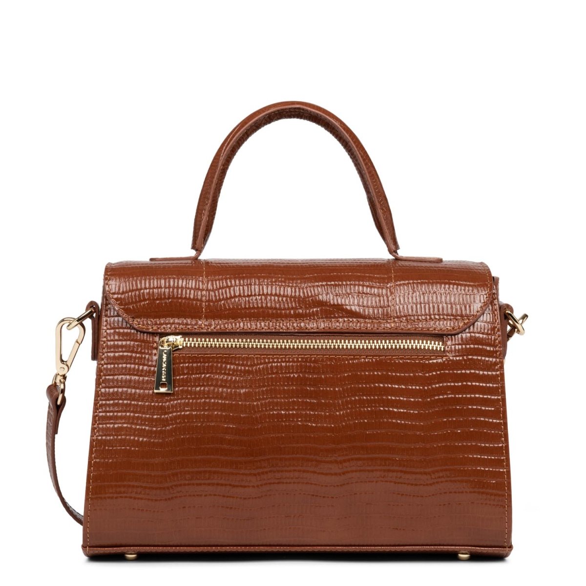 Sac à main A rabat avec fermoir Exotic Trinity Lancaster 480-034 Cognac - Lézard