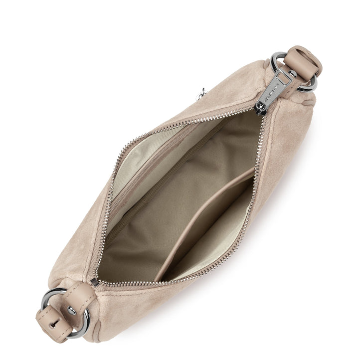 Lancaster Sac besace Zippé S Suède 480-081 Beige Foncé