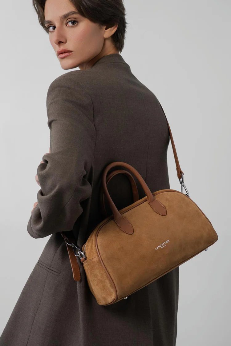 Lancaster Sac à main bowling Zippé M Suède 480-085 Camel