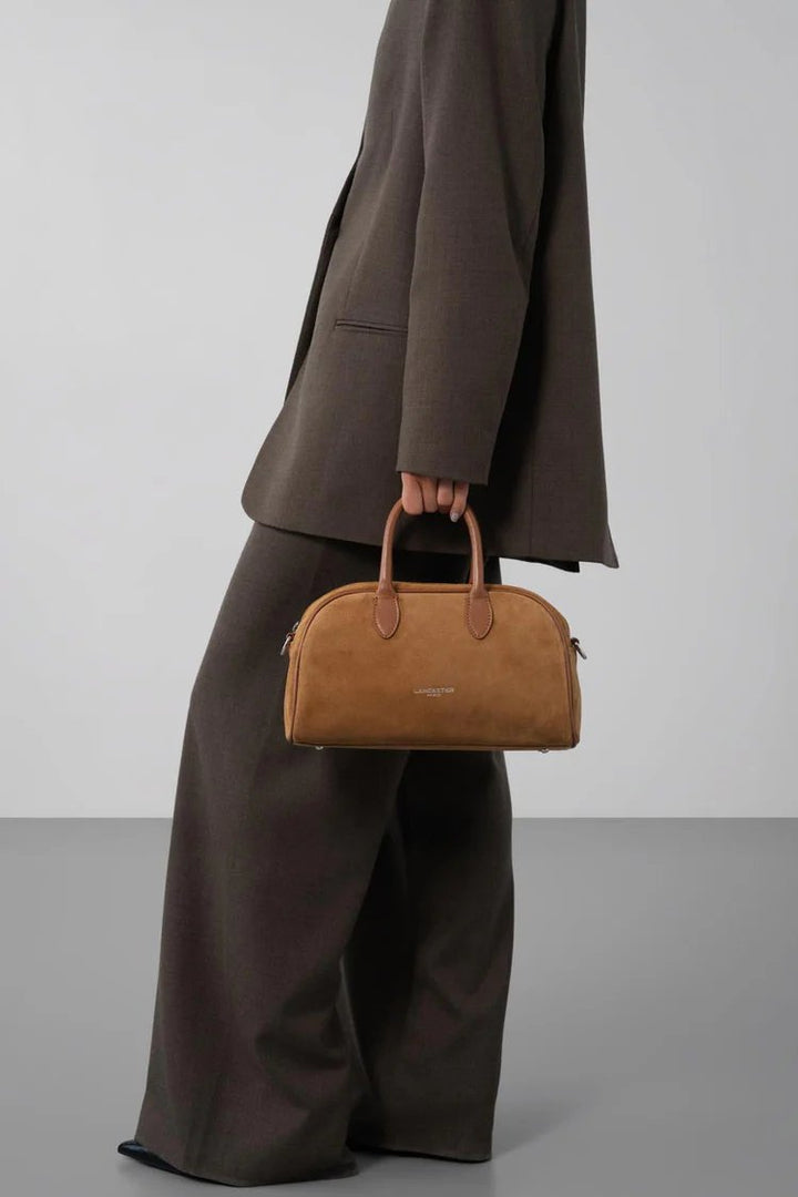 Lancaster Sac à main bowling Zippé M Suède 480-085 Camel