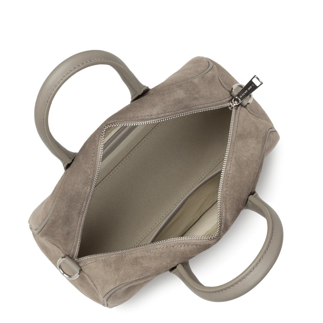 Lancaster Handväska bowling Zippad M Mocka 480-085 Ljus Sten