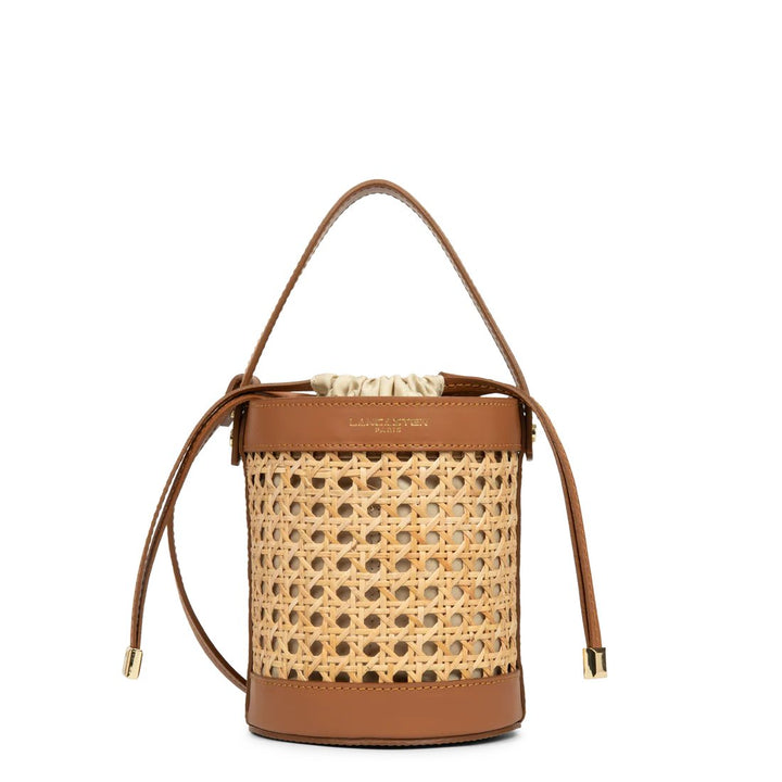 Lancaster Petit Sac Seau Cannage Rotin Cuir Camel