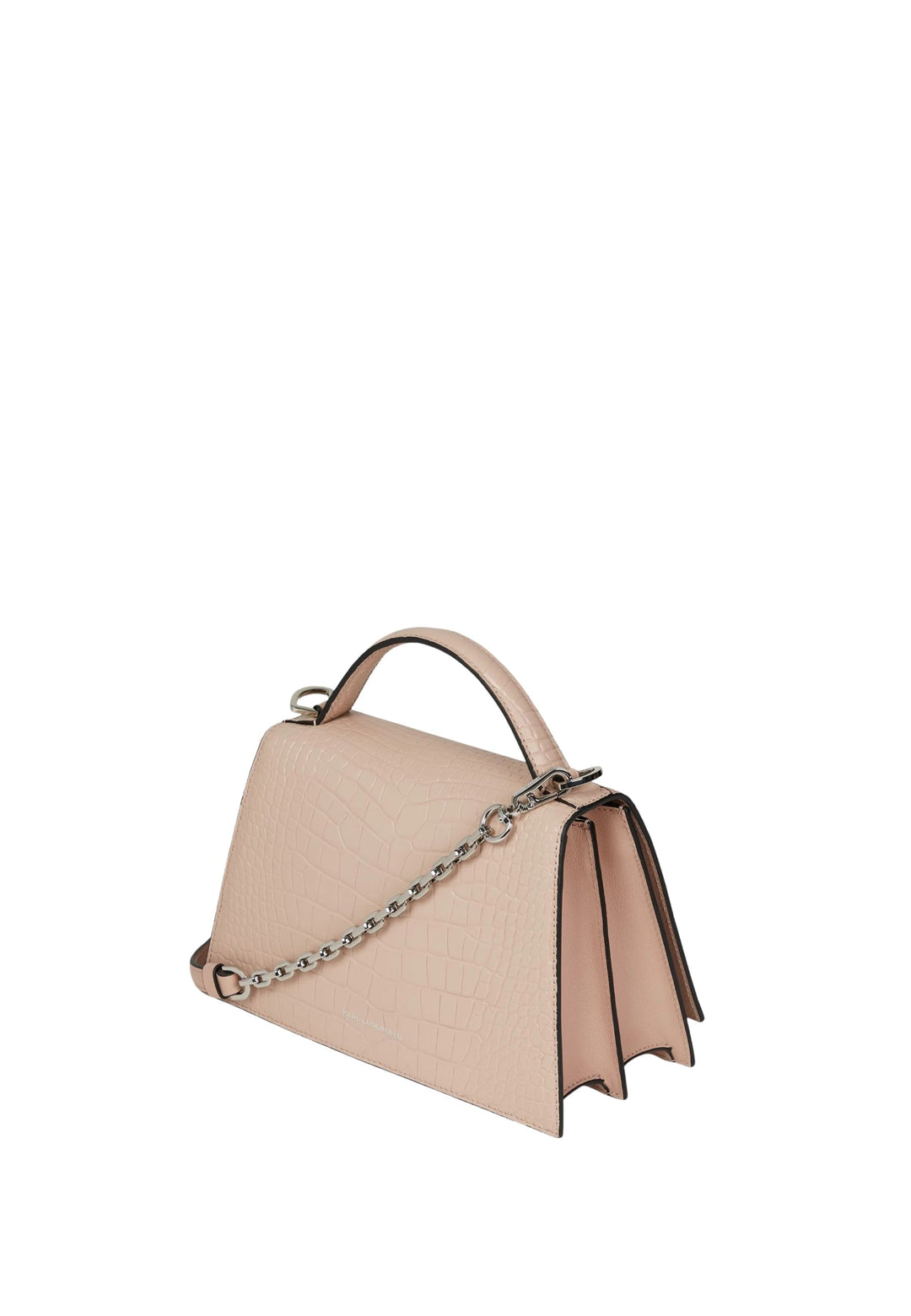 Karl Lagerfeld Sac Bandoulière Signature 2.0 Croco Medium Cuir Rose Nude