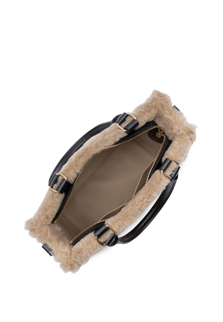 Lancaster Sac cabas main Zippé Mini Moumoute 518-055 Beige - Noir