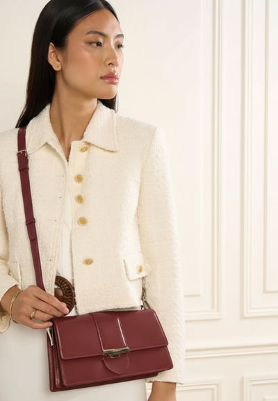 Lancaster Flap crossbody bag with clasp Paris Ily 531-017 Bordeaux