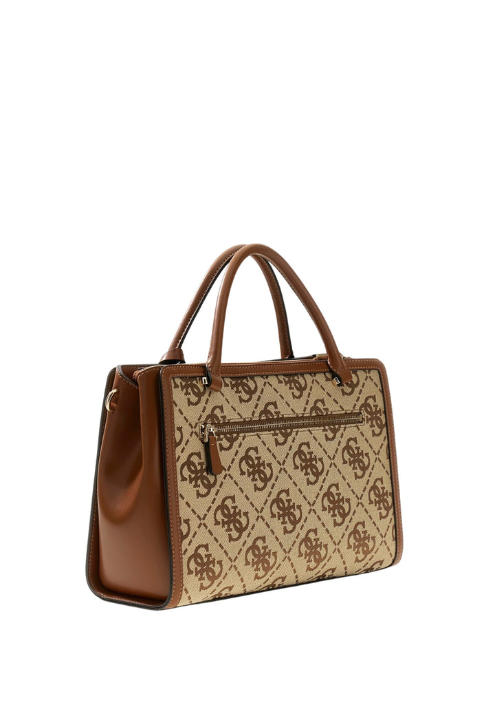 Mala de mão Guess Audrey Monogramme Logótipo Latte