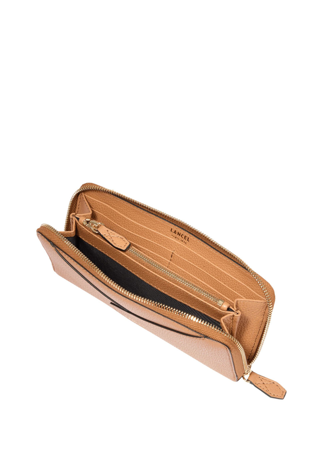Lancel Enveloppe Portefeuille Long Zippé Cuir Camel