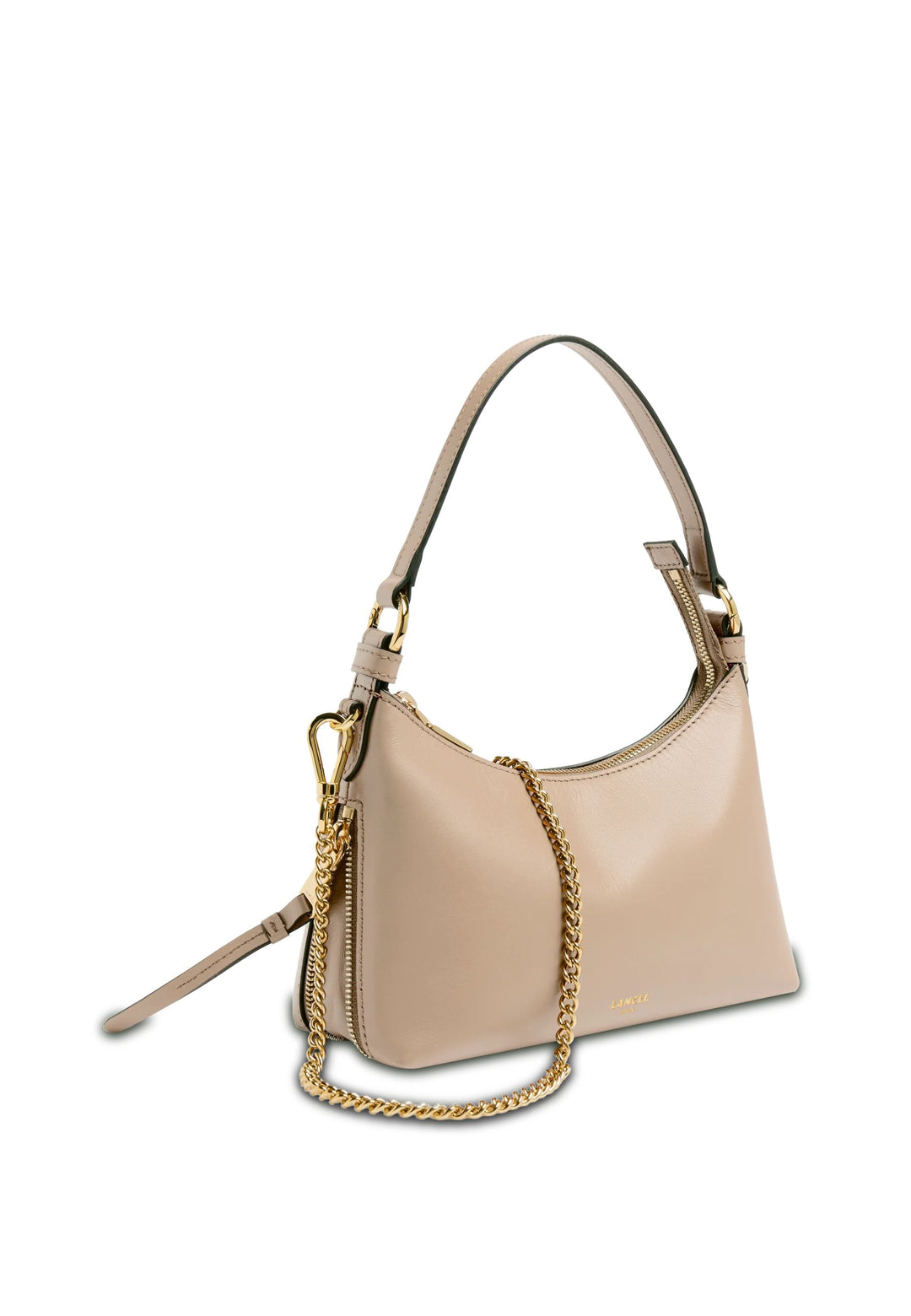Lancel Origami Sac Baby Hobo Zippé Cuir Galet