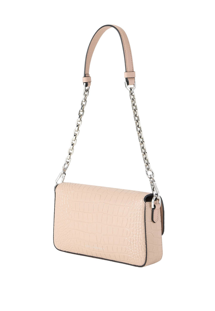 Karl Lagerfeld Sac Bandoulière Signature 2.0 Croco Cuir Rose Nude