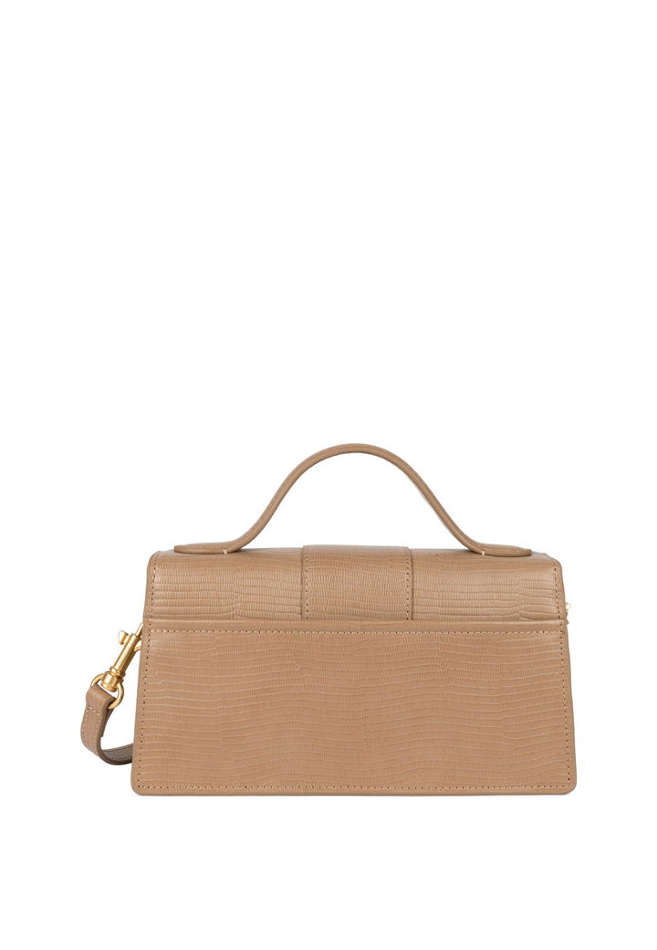 Lancaster Handbag with Flap and Clasp M Exo Ily 531-013 Sand - Lizard