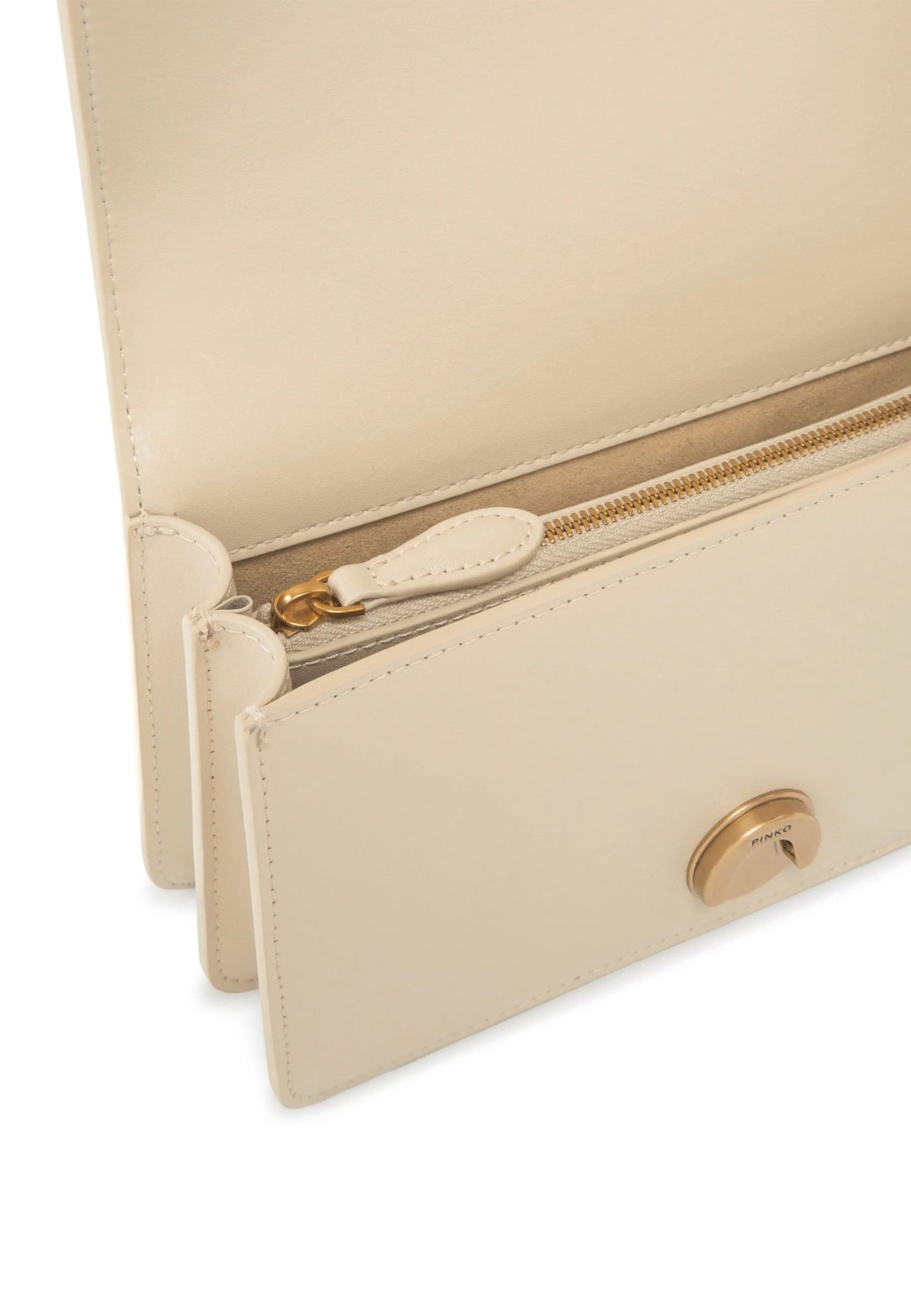 Pinko Love One Mini Flap Bag Dc Vitello Seta Beige A0F1C50Q