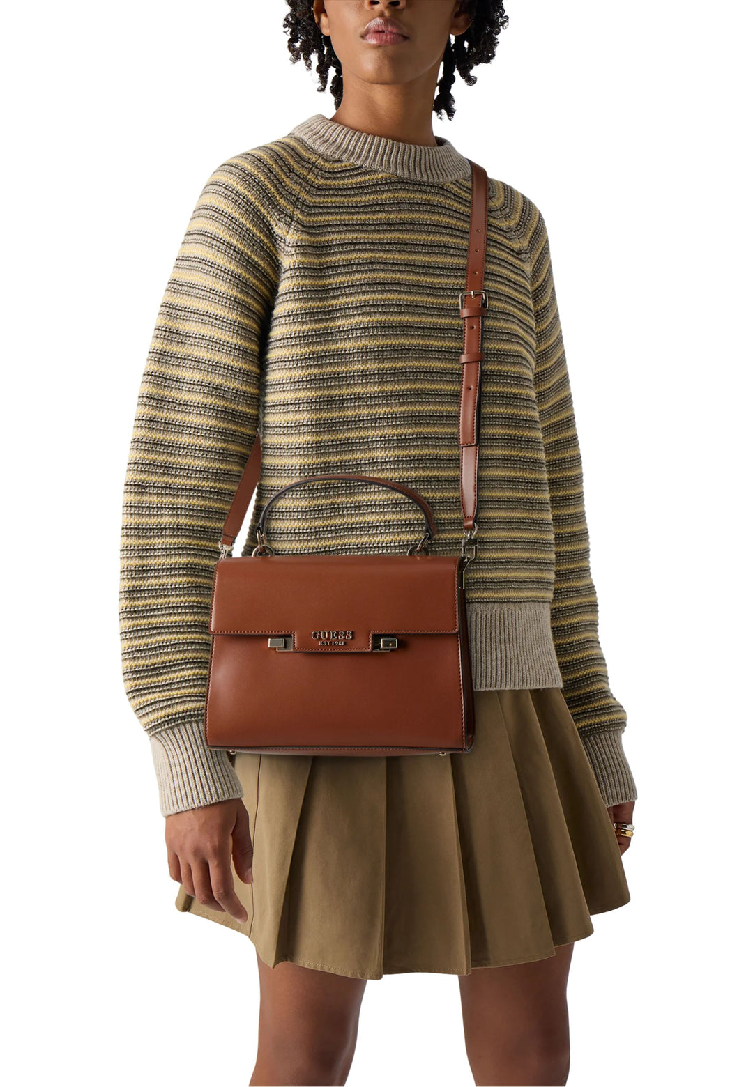 Torba na ramię Guess Eco Mietta Sml Socie Cognac EVG964120