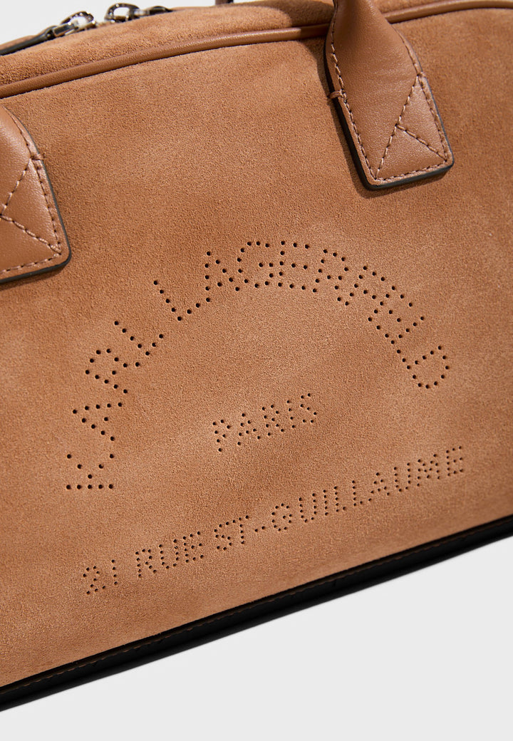 Karl Lagerfeld Sac Bandoulière Zippé Daim Caramel
