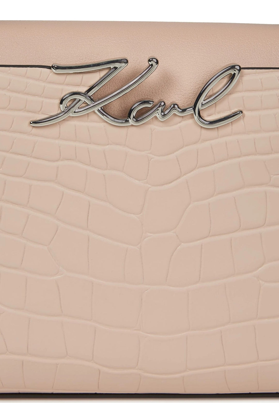 Karl Lagerfeld Sac Bandoulière Signature Mini Croco Cuir Rose Nude