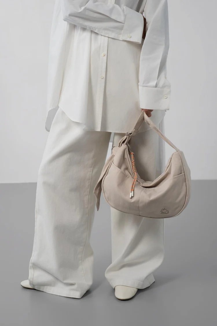 Lancaster Grand Sac Besace Basic Love Beige Fumé