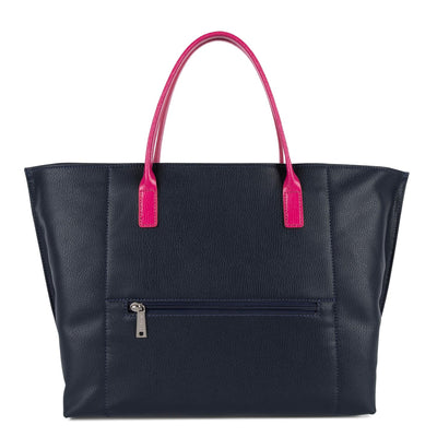 Sac cabas main Zippée L Maya Lancaster 517-19 Bleu foncé - Gris argenté - Fuxia