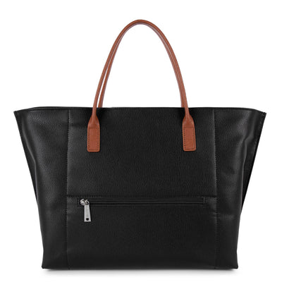 Sac cabas main Zippée L Maya Lancaster 517-19 Noir - Galet rosé - Cognac