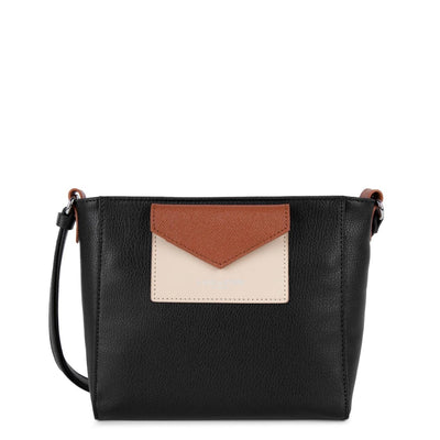 Sac trotteur Zippée Maya Lancaster 517-24 Noir - Galet rosé - Cognac