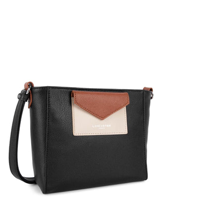 Sac trotteur Zippée Maya Lancaster 517-24 Noir - Galet rosé - Cognac
