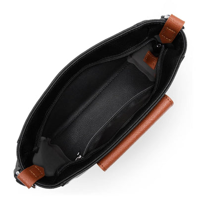 Sac trotteur Zippée Maya Lancaster 517-24 Noir - Galet rosé - Cognac