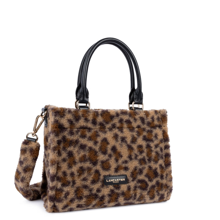 Lancaster Sac cabas main Zippé Mini Moumoute 518-055 Noir - Léopard