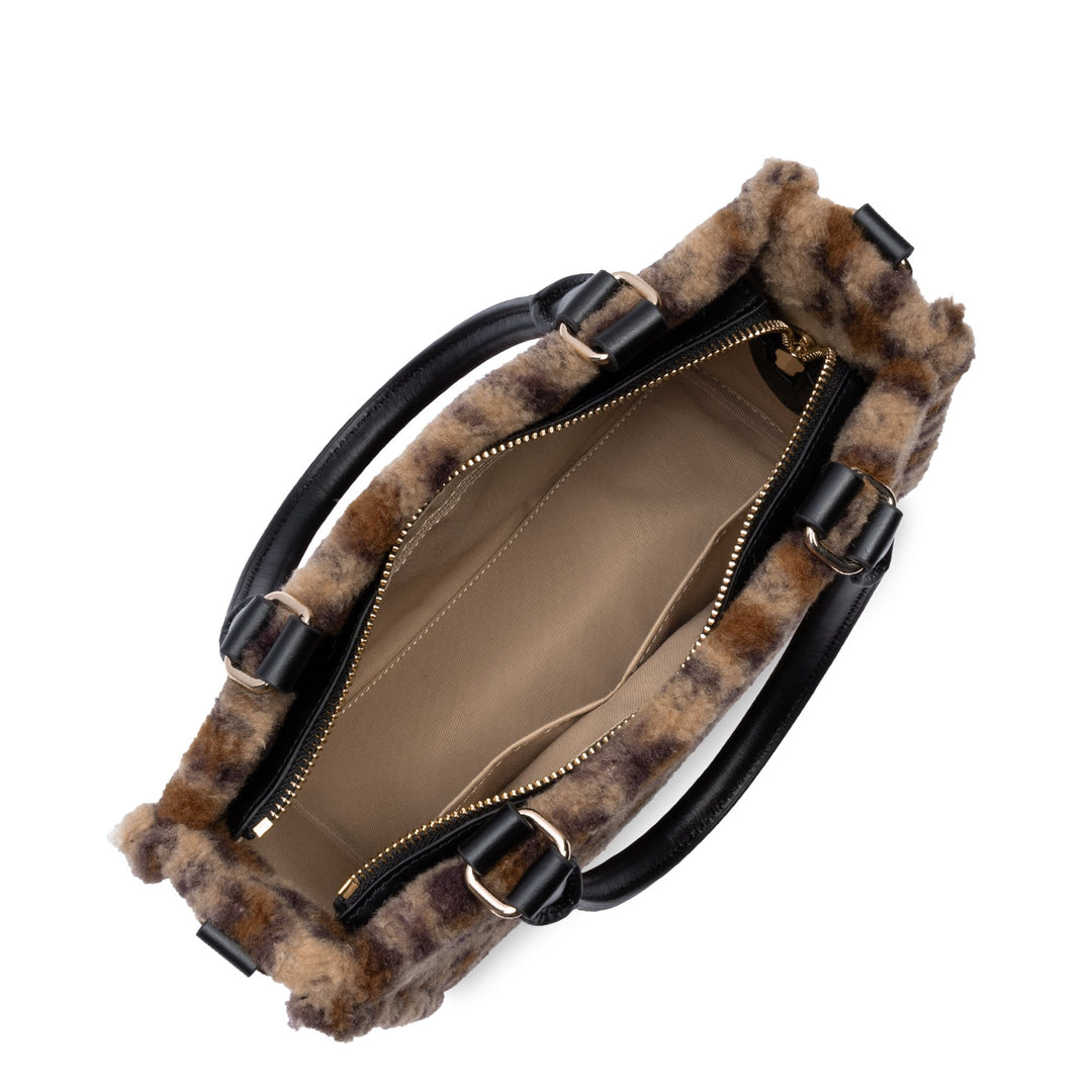 Lancaster Sac cabas main Zippé Mini Moumoute 518-055 Noir - Léopard