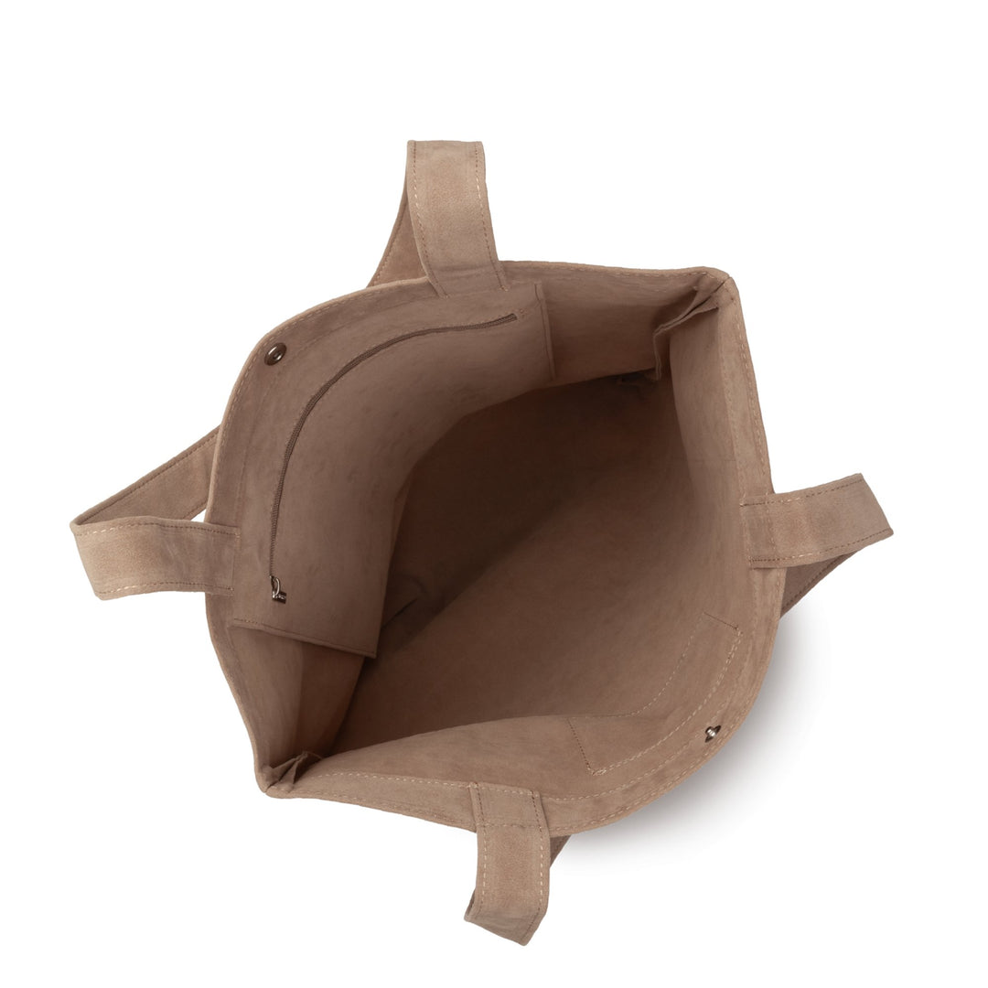 Lancaster Sac cabas épaule Avec Pression M Suédine KBA 518-061 Beige Foncé