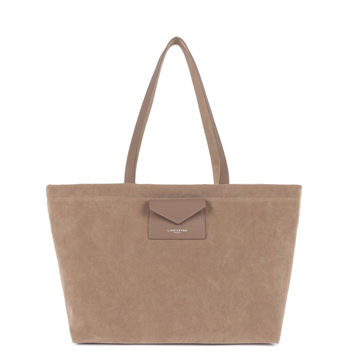 Lancaster Sac cabas épaule Zippé L Suédine KBA 518-063 Beige Foncé