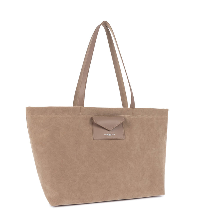 Lancaster Sac cabas épaule Zippé L Suédine KBA 518-063 Beige Foncé
