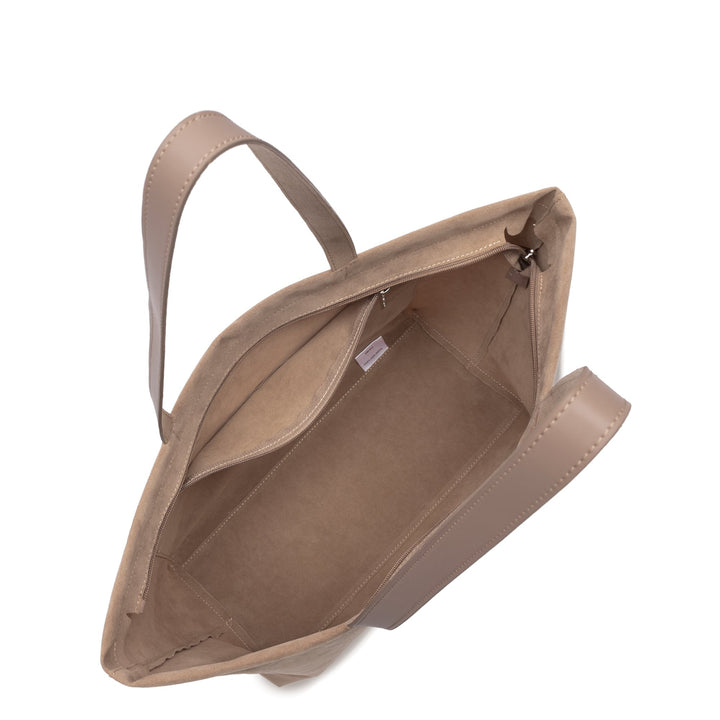 Lancaster Sac cabas épaule Zippé L Suédine KBA 518-063 Beige Foncé