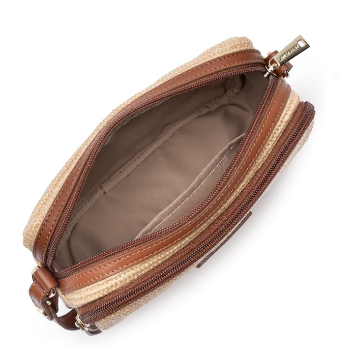 Lancaster Mini Osier Leather Crossbody Bag Cognac