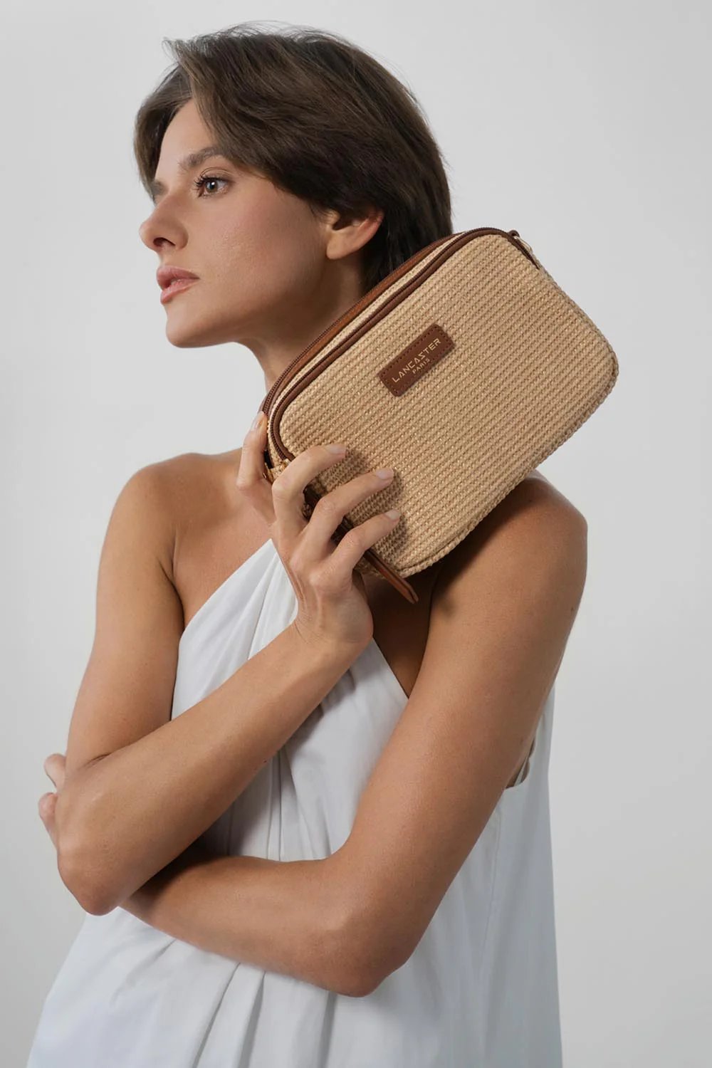 Lancaster Mini Osier Leather Crossbody Bag Cognac