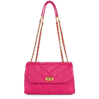 Sac trotteur A rabat avec fermoir M Soft Matelassé Lancaster 530-35 Fuxia