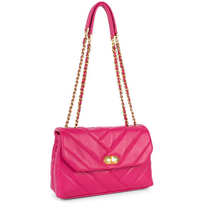 Sac trotteur A rabat avec fermoir M Soft Matelassé Lancaster 530-35 Fuxia