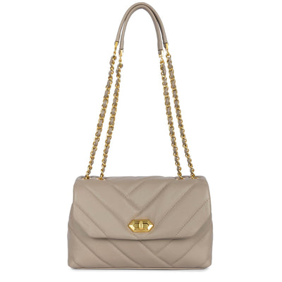 Sac trotteur A rabat avec fermoir M Soft Matelassé Lancaster 530-35 Galet Foncé