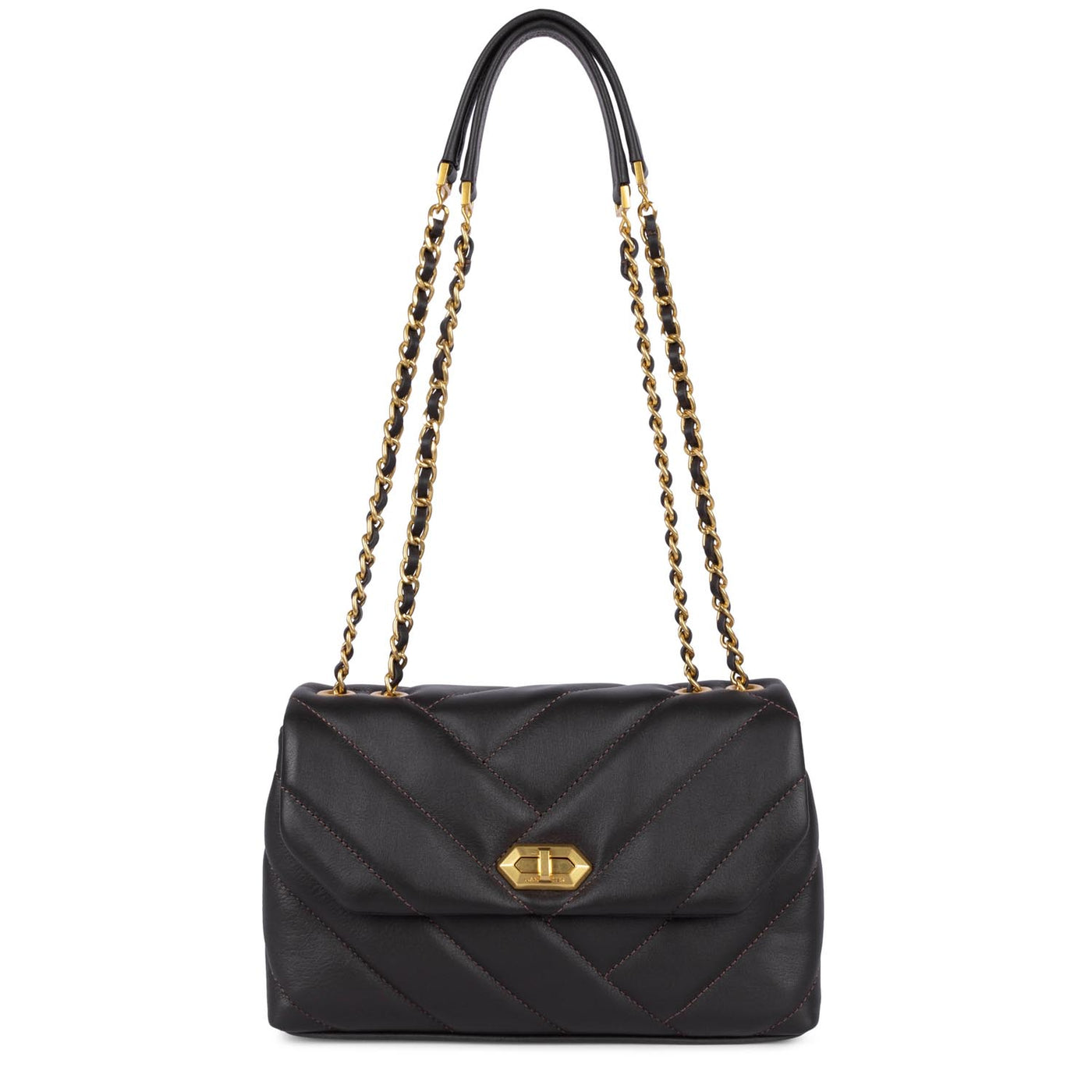Sac trotteur A rabat avec fermoir M Soft Matelassé Lancaster 530-35 Marron