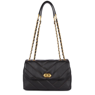 Sac trotteur A rabat avec fermoir M Soft Matelassé Lancaster 530-35 Marron