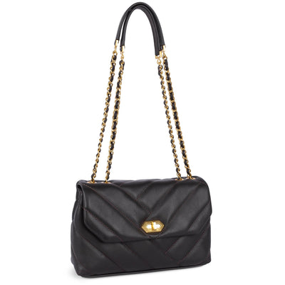 Sac trotteur A rabat avec fermoir M Soft Matelassé Lancaster 530-35 Marron