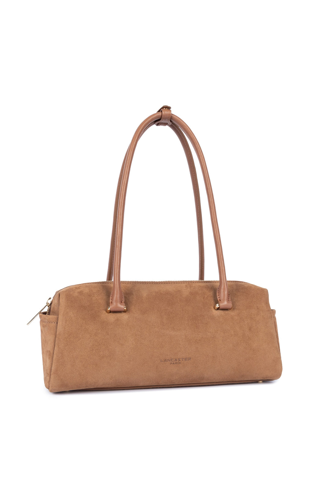 Lancaster Rechteckige Tasche mit Reißverschluss Suède Cube Kamel
