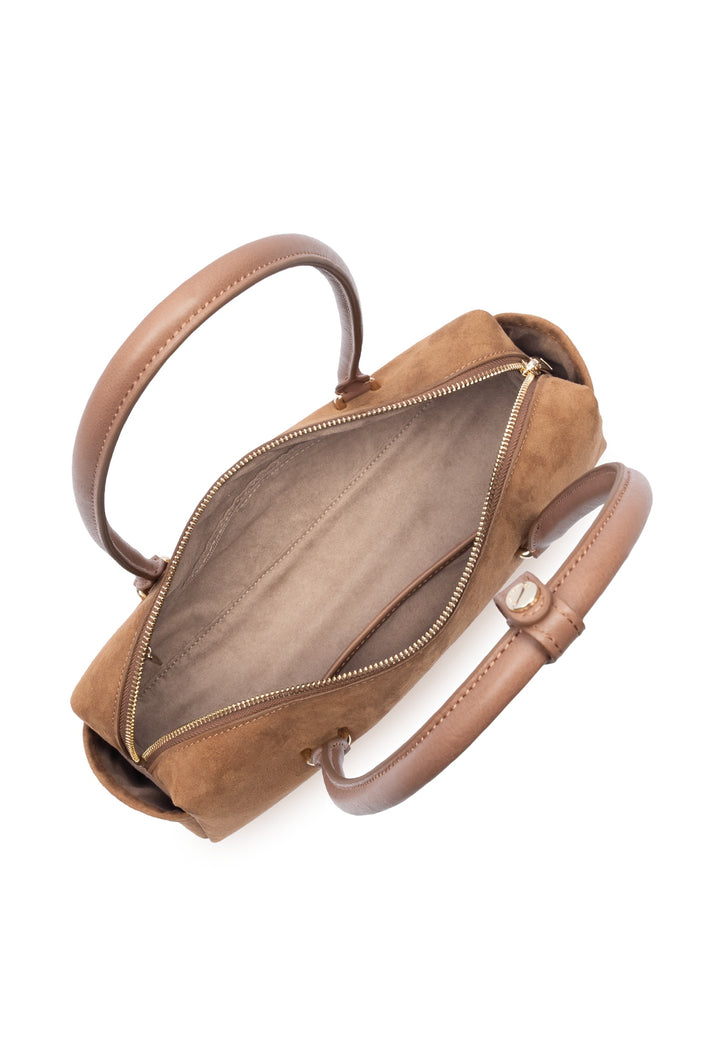 Lancaster Rechteckige Tasche mit Reißverschluss Suède Cube Kamel