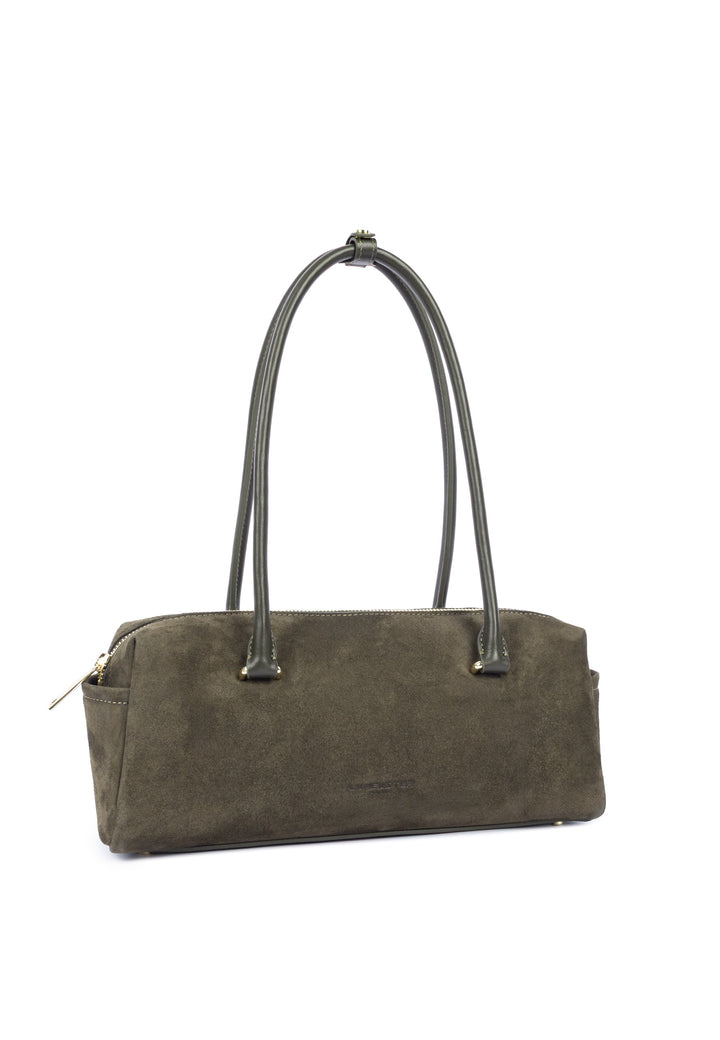 Lancaster Sac rectangle Zippé Suède Cube Kaki